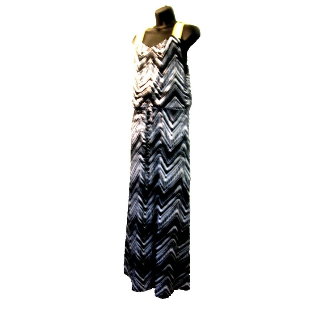 Notations Maxi Shift Retro Dress  Plus Size Large, Black/White/Yellow